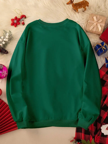 Free shipping European and American cross-border winter new women's letter round neck long-sleeved loose casual Christmas hooded sweater 