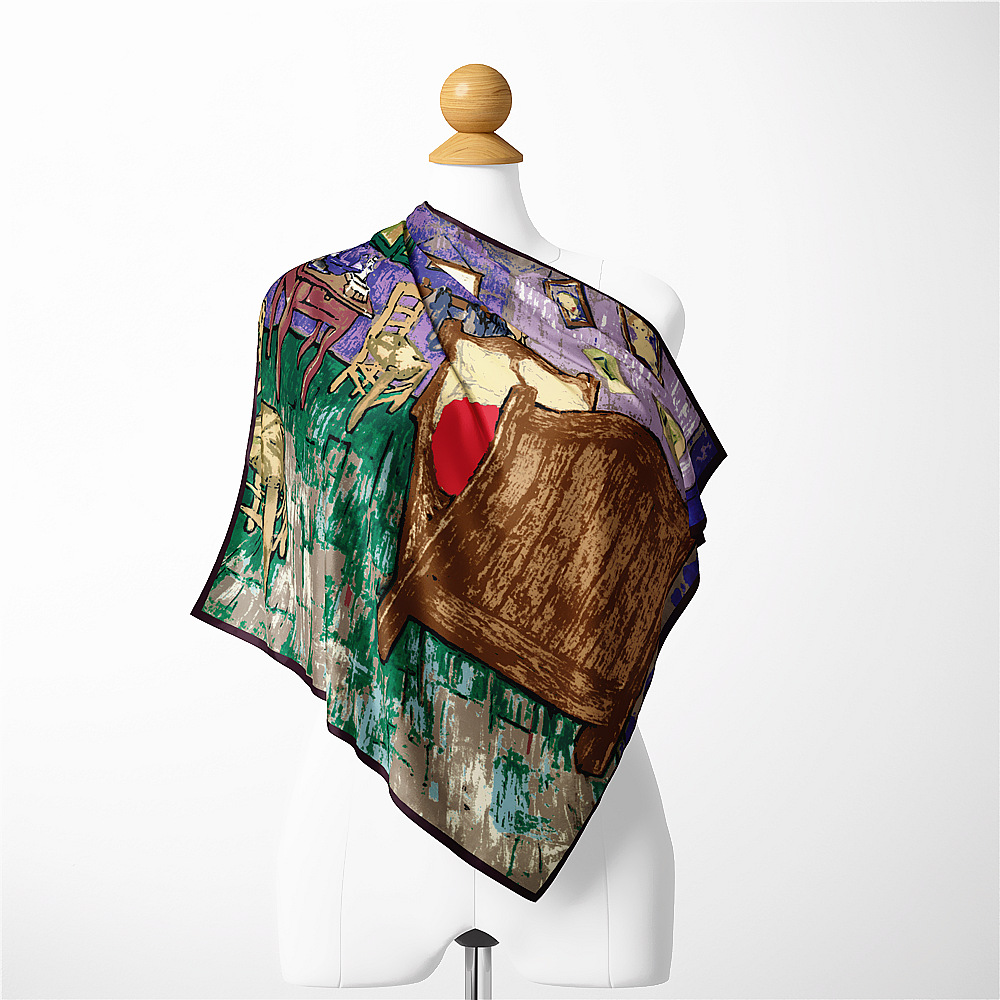 53cm Van Gogh Oil Painting Series Bedroom Ladies Twill Decorative Small Square Scarfpicture3