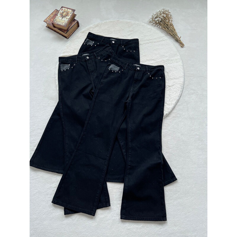 3CH "Battle Black Bull" American Light Punk Snake Pattern Pocket Patchwork Rivet 517 Straight-Leg Slightly Flared Jeans 3CH "Battle Black Bull" American Light Punk Snake Pattern Pocket Patchwork Rivet 517 Straight-Leg Slightly Flared Jeans