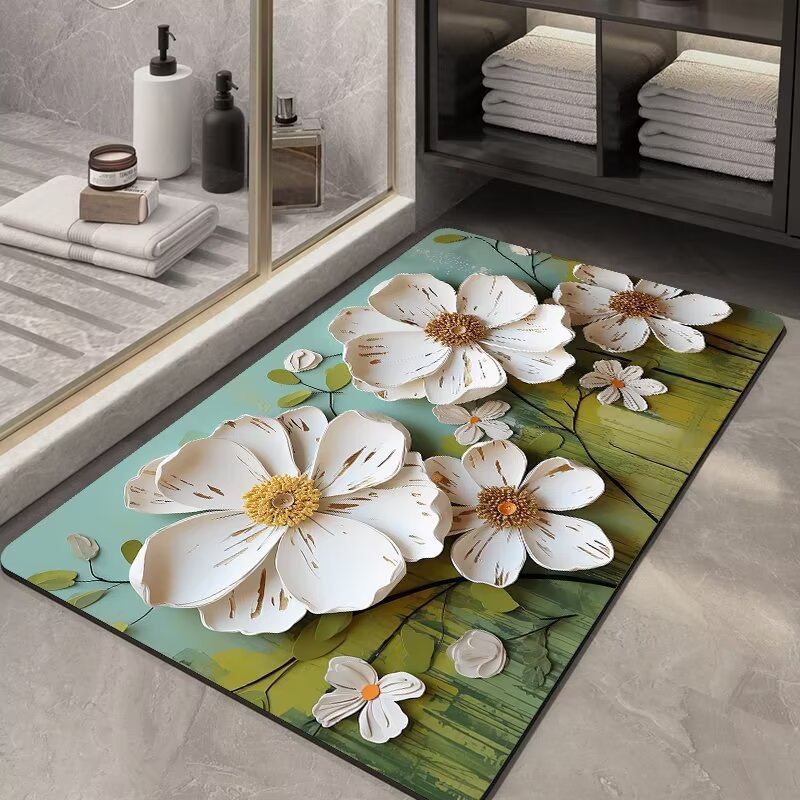 3D Badkamer Deurmat Waterabsorberend Diatomeeënaarde Zachte Antislip Sneldrogende Voetmat Toilettapijt_voghion.com
