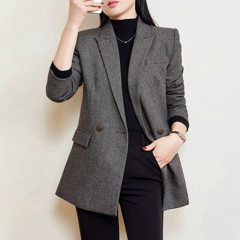 867 шерстяной костюм куртка Деловая одежда пухлые девушки плюс Размер Женская осенне-зимняя одежда 200 кг Повседневный высококачественный костюм