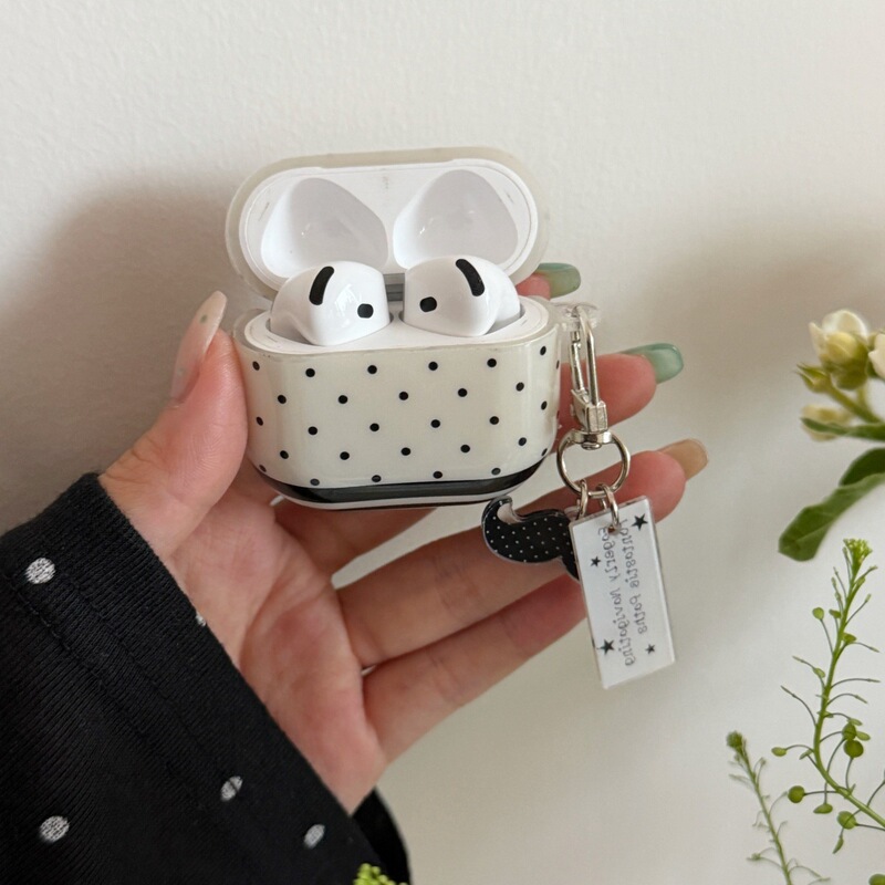 Black and white polka dot stripe case suitable for AirPods 4, creative protective cover for Apple 2/3 generation AirPods Pro 3