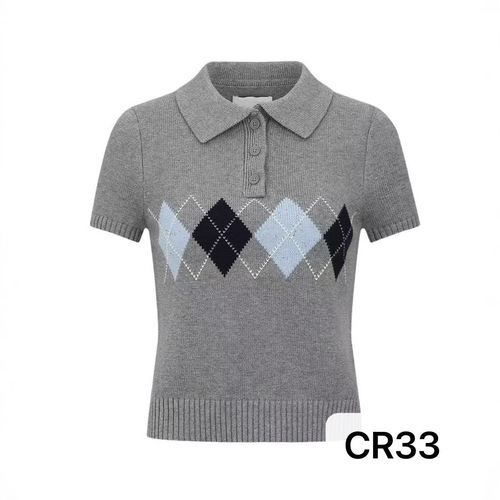 French casual college style Lingge polo short-sleeved knitted top women's wool sweater foreign trade cross-border factory wholesale