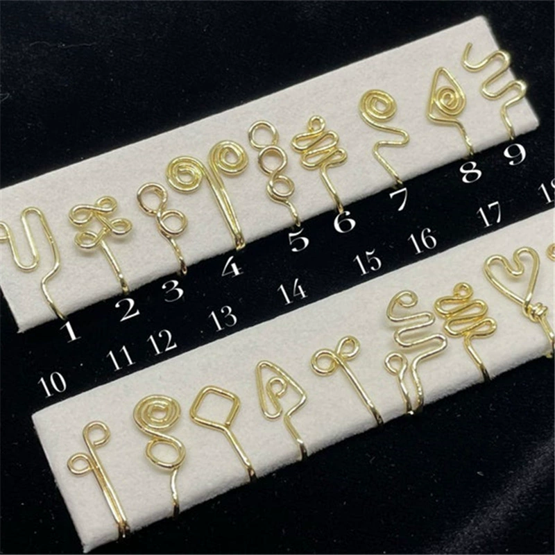 Европейское и американское африканское кольцо для носа без проколов зажим для носа носовой рукав носовой гвоздь медная проволока ручной работы дьявольский глаз натуральный камень хрустальное кольцо для носа