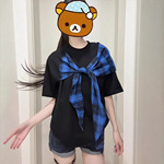 美式复古假两件披肩短袖t恤女夏2025新款薄款宽松叠穿显瘦上衣ins