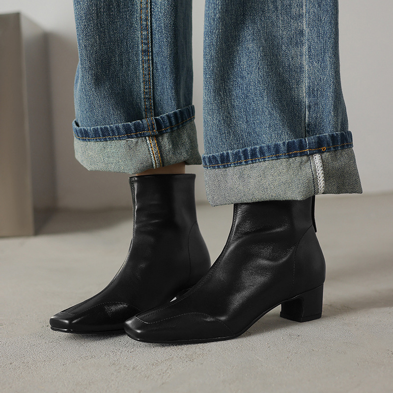 CHIKO Coleka Square Toe Block Heels Ankle Boots