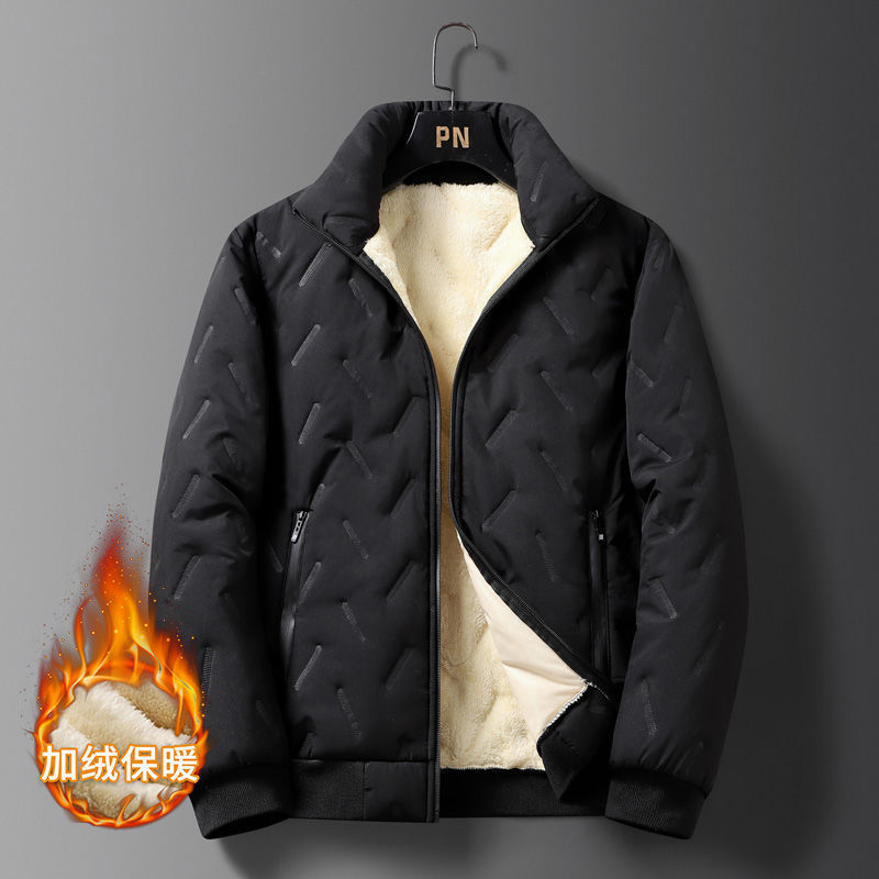Autumn and Winter Cotton-padded Clothes Men's Vertical Collar fleece-lined Thickened Men's Jacket Extra Large Size Windproof Warm Fat Men's Cotton-padded Jacket