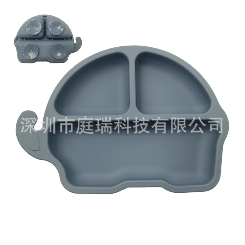 Plato para niños plato de rejilla de silicona cuadrado plato de suplemento de alimentos para bebés integrado tres Placa de rejilla lechón resistente a la caída de calidad alimentaria