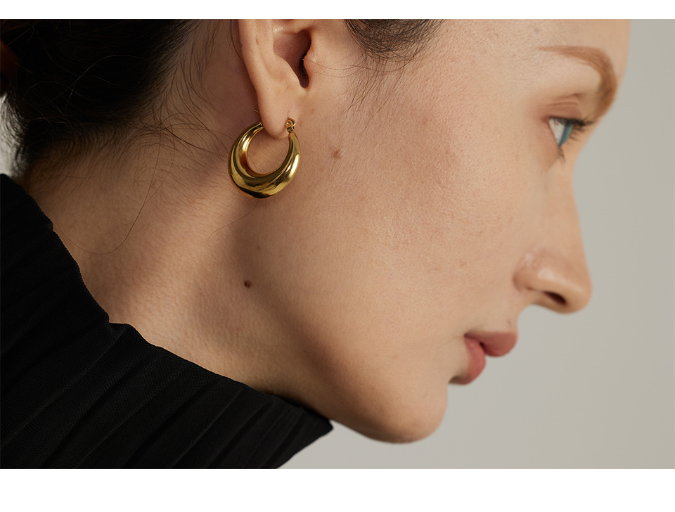 Fashion Solid Color Titanium Steel Plating Earrings 1 Pair