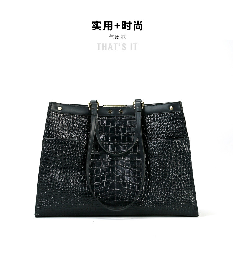 头层牛皮欧美手提大包大容量通勤时尚托特包单肩斜挎