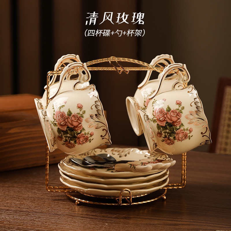 Set de tazas de café europeas pequeñas tazas de té de la tarde de lujo casero cortes de alta calidad tazas de café de cerámica exquisita plato