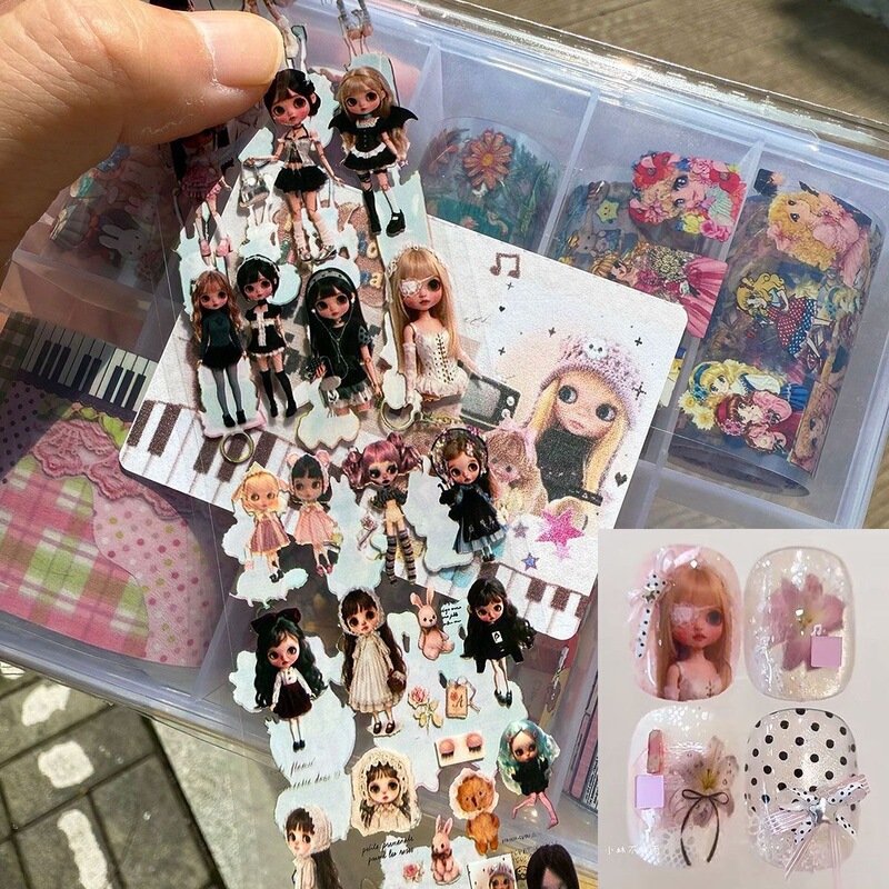 Korean vintage dreamcore fabric transfer paper patchwork lace y2k millennium subculture nail art transfer paper