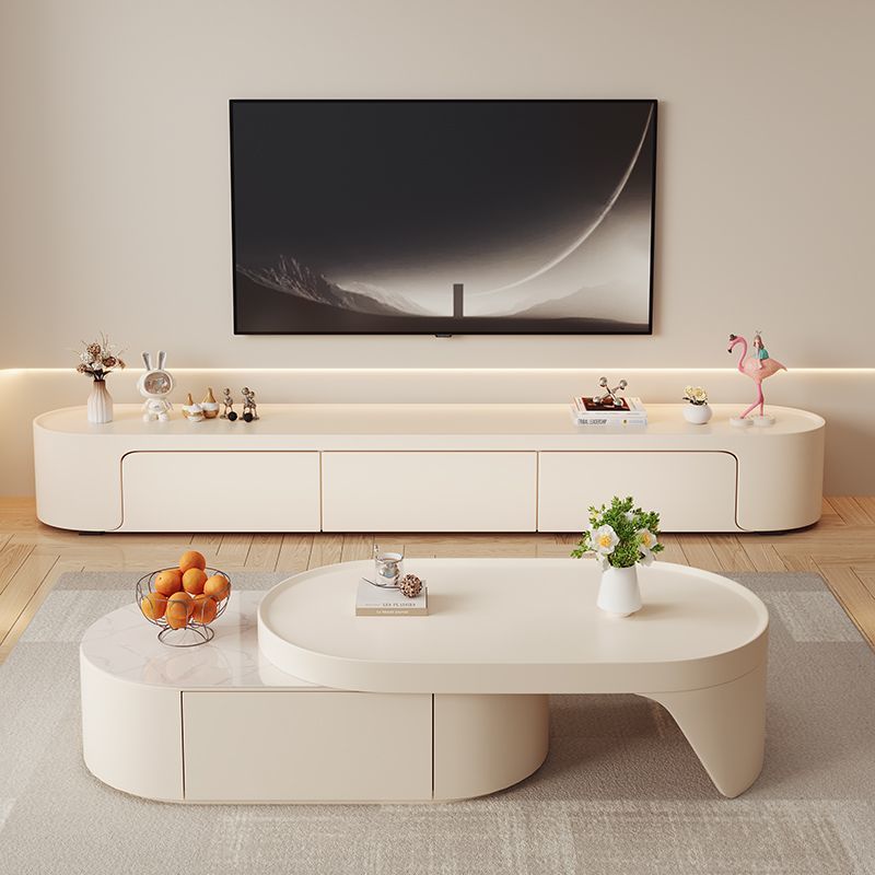 2024 New Internet Red Cream Style Floor-Standing Modern Simple Small Apartment Home Living Room Coffee Table TV Cabinet Combination