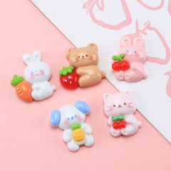 卡通水果動物 diy奶油膠手機殼貼片頭飾髮夾飾品樹脂配件水杯貼