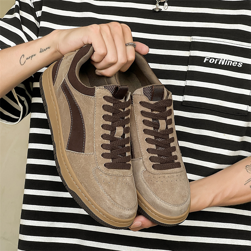 男新款透气运动休闲鞋低帮真皮厚底复古小众潮流滑板板鞋1851