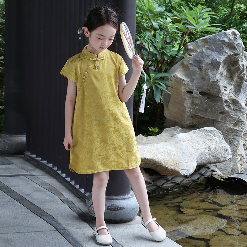 女の子改良チャイナドレス漢服夏子供スカート新中国風のボタン中国風の小さな女の子のドレス唐装|undefined