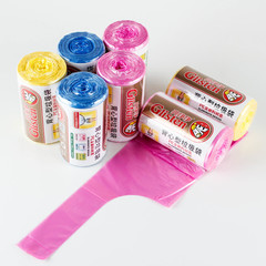 Colorful plastic bags, brand new, disposable, tied in rolls, household hygiene undershirts, thick kitchen waste bags