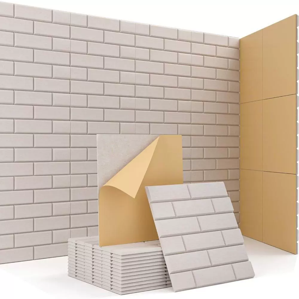 跨境供货12块毛毡隔音板聚酯纤维墙面装饰室内隔音材料背胶式吸音