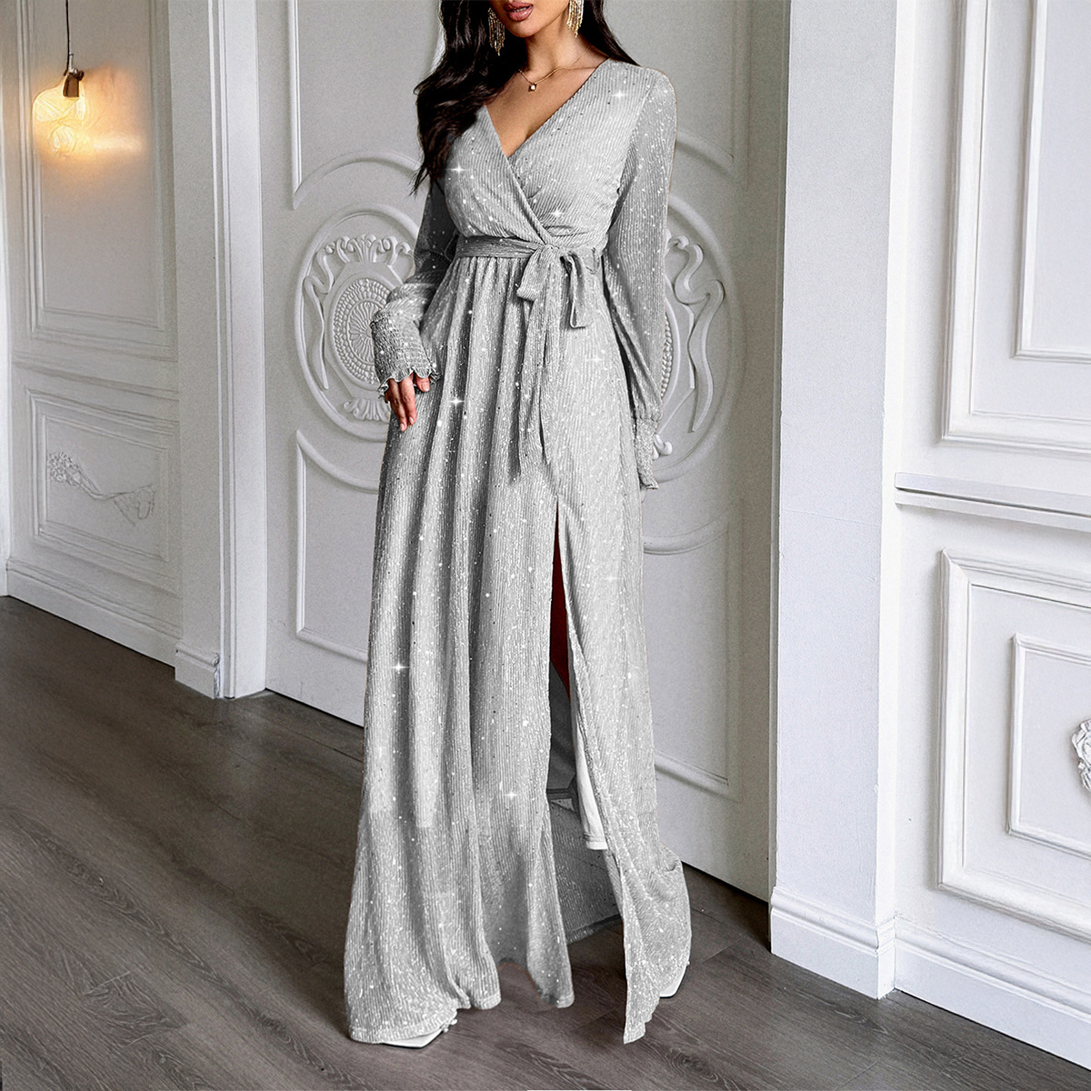 Women's Elegant Casual Long-Sleeve Maxi Dress