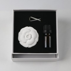 White Camellia Shape Gift Box for Women Car Air Freshener Decor Car Air Intake Diffuser Stone Aroma Cream