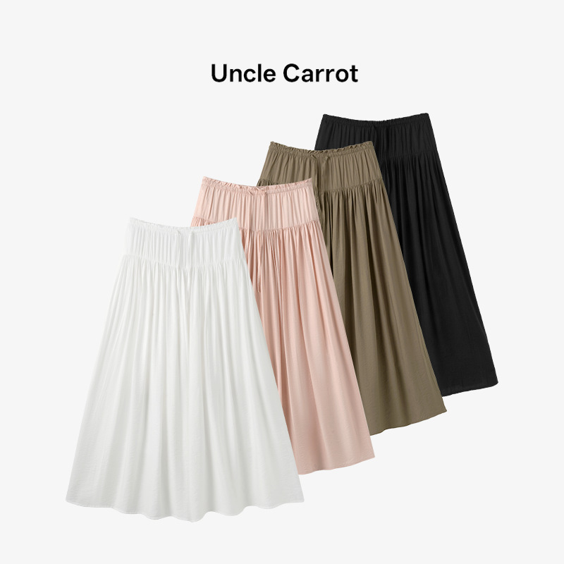 Summer Modal Ice Silk Cotton High-Waisted Casual Long Skirt for Women, Draped Versatile A-Line Skirt, Super Fairy Ladylike Half Skirt