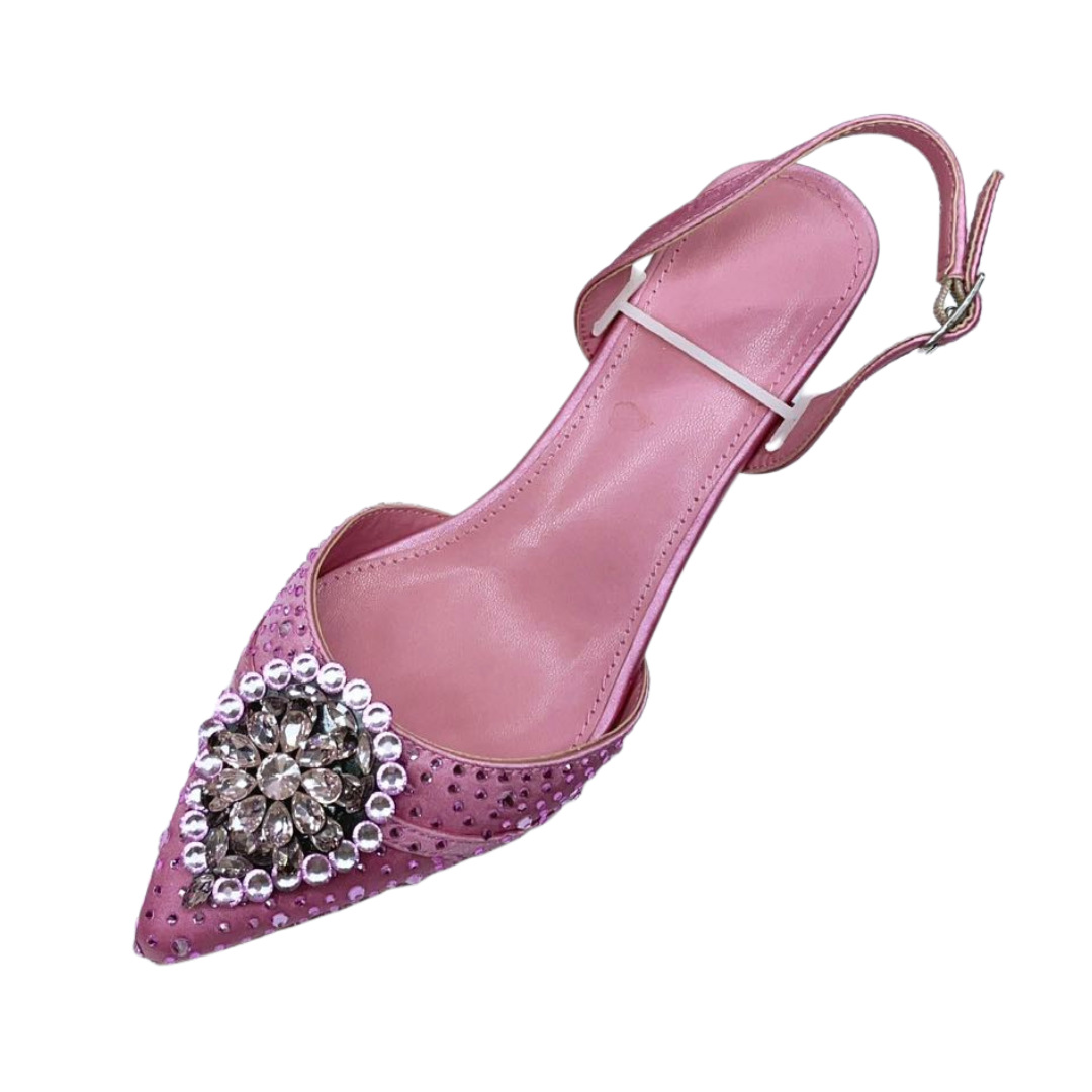 Selección estricta de zapatos de estilo italiano nuevos tacones delgados sandalias de bodas banquete de diamante puntuales zapatos de mujer