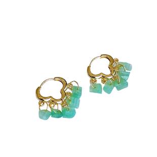Cross-Border Supply Simple and Versatile Natural A-Grade Apple Green Clear Water Green Jade Earrings 14K Gold-Filled Four-Leaf Clover Earrings