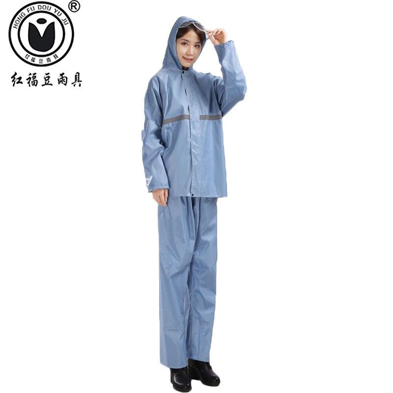 새로운 여성의 안티 폭풍우 더블 레이어 비옷 비 바지 방수 세트 여자 유행 전기 자동차 비 연못