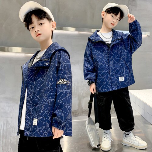 Children's Spring and Autumn Style 2024 New Arrival Medium and Large Youth Korean Version Windbreaker Spring Outfit Kids Casual Jacket Trendy Children's Clothing