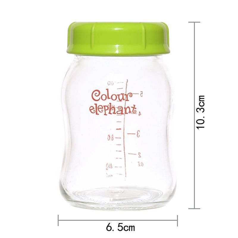 Little Elephant Colorful Wide-Caliber Glass Milk Storage Bottle 60/240ml Mummy Fresh-Keeping Milk Storage Baby Breast Milk Storage Bottle