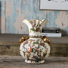 创意新中式陶瓷花瓶装饰品家居玄关装饰客厅美式复古花插花器摆件