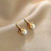 Silver needle, retro design earrings from pearl, silver 925 sample, bright catchy style, trend of season, internet celebrity, wholesale