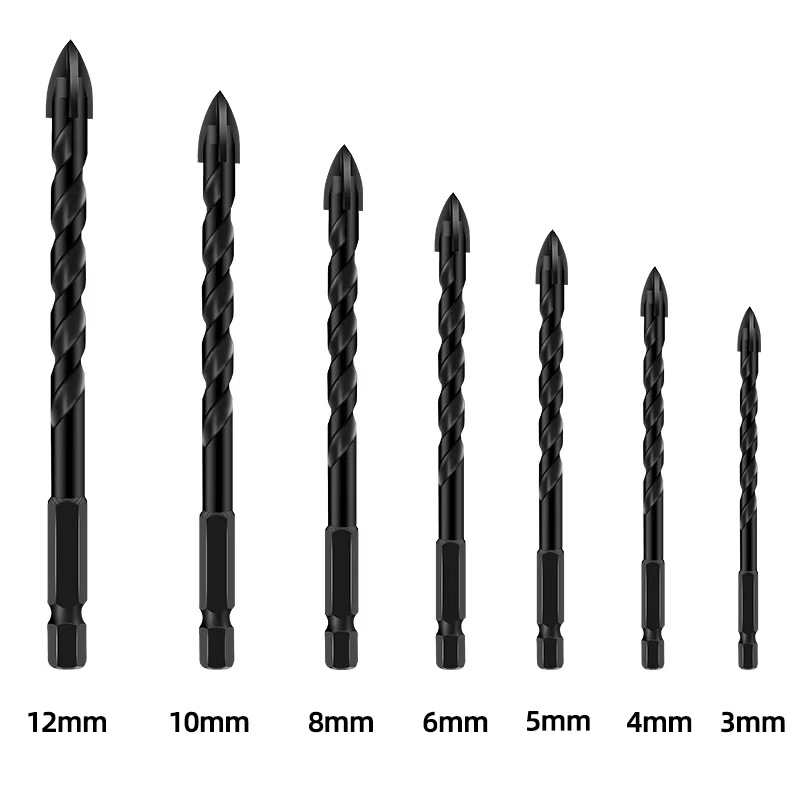 All-Ceramic Tile Drilling Drill High Hardness Cemented Carbide Four-Blade Overlord Triangle Turning Glass Tile Impact Electric Drill