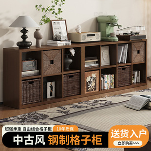 中古风钢制格子柜家用自由组合书柜卡莱克落地置物柜子铁艺收纳-阿里巴巴