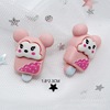 Cream fashionable cartoon epoxy resin with accessories, phone case, hair accessory, handmade, with little bears, panda, cat