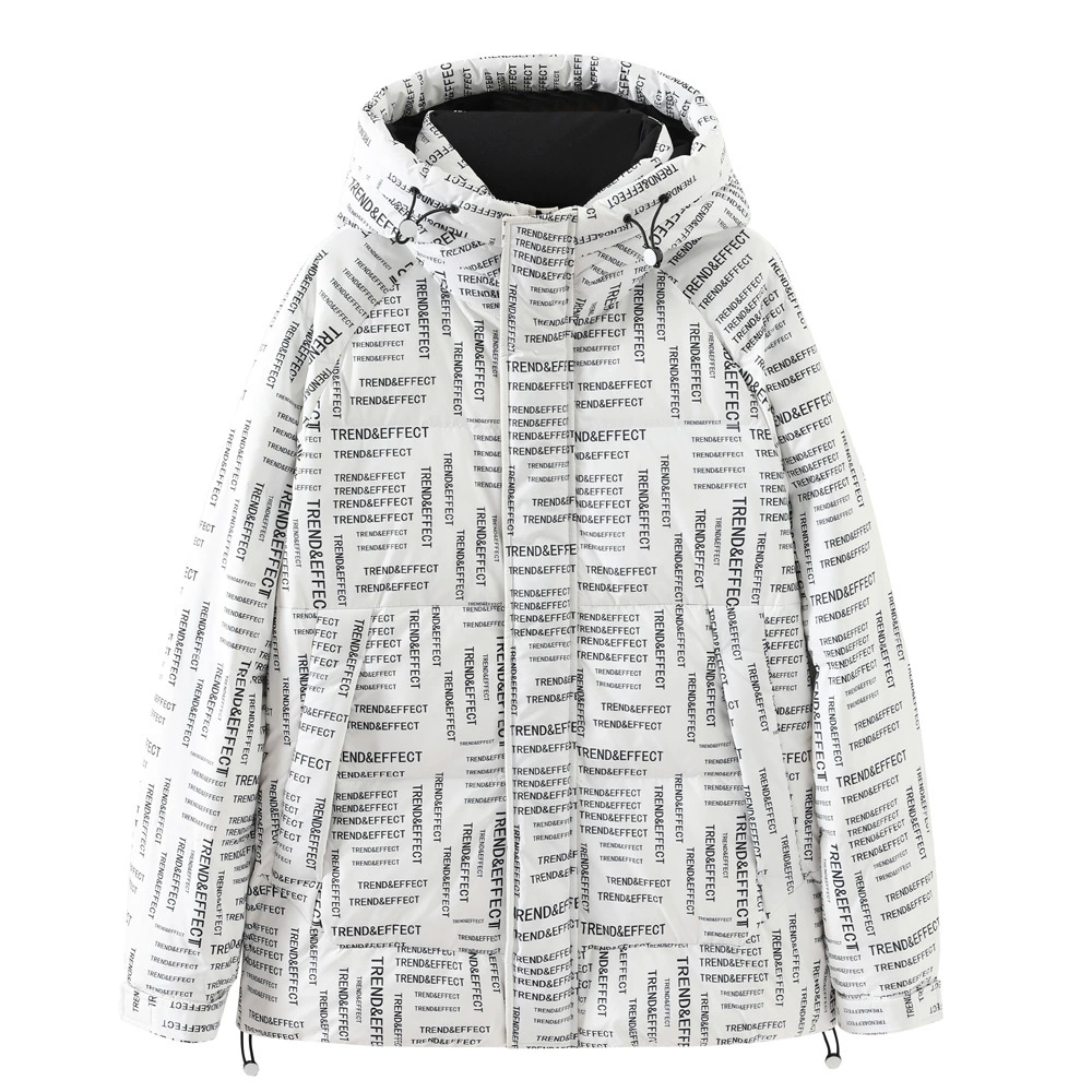 2024 зимний буквенно-принт мода для молодых и средних лет теплая повседневная куртка утолщенные пуховики мужские короткие