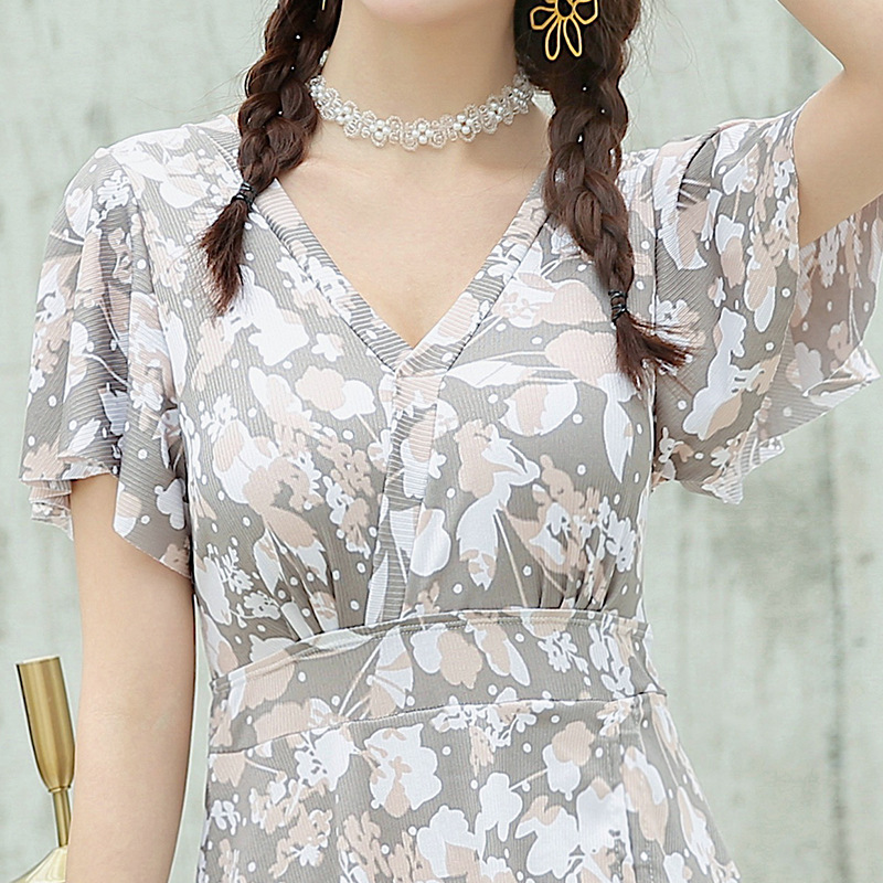 Boxer de las mujeres traje de baño de una pieza nueva moda impresa conservador falda traje de baño adelgazante traje de baño de aguas termales