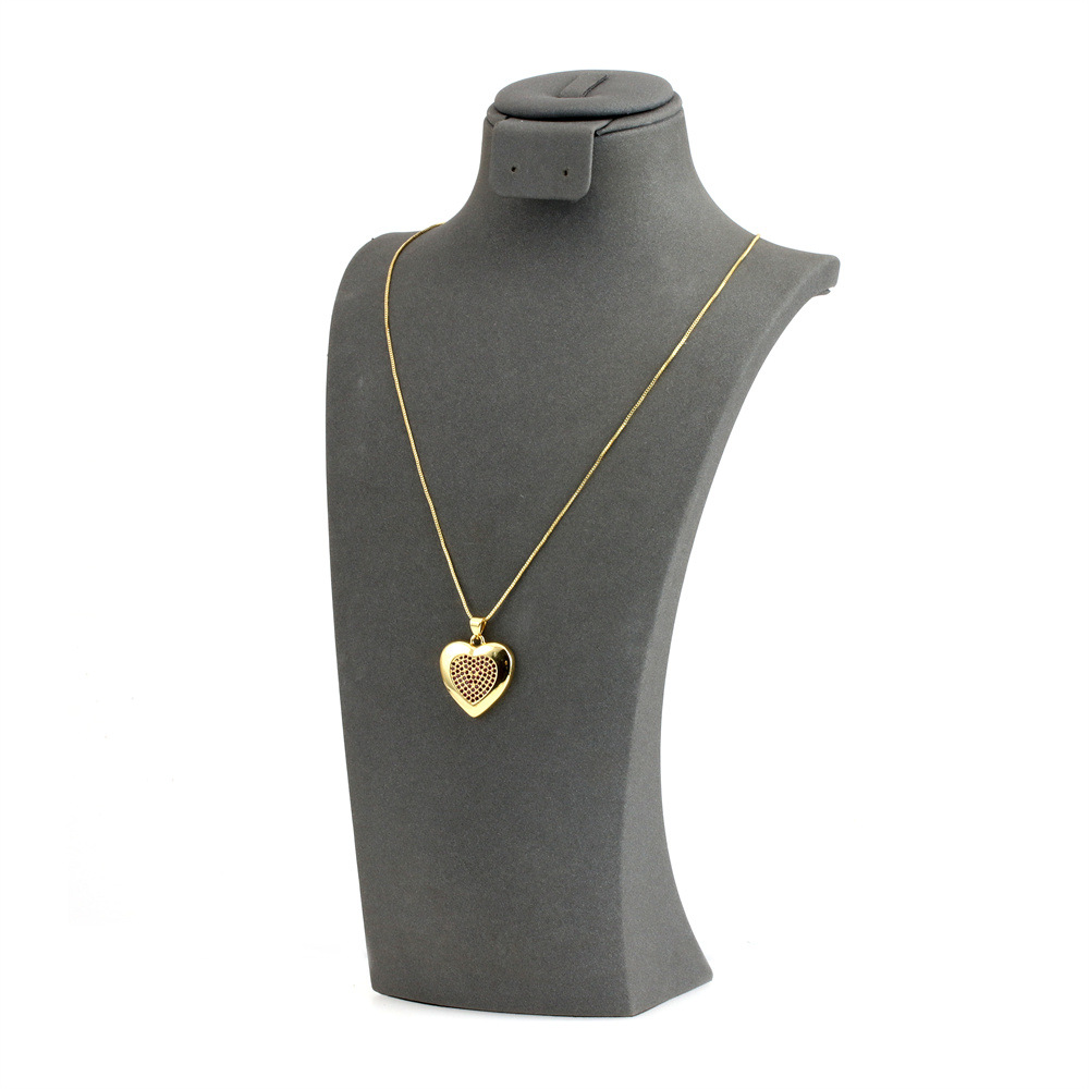 Fashion Heart Shape Copper Plating Zircon Pendant Necklace 1 Piece