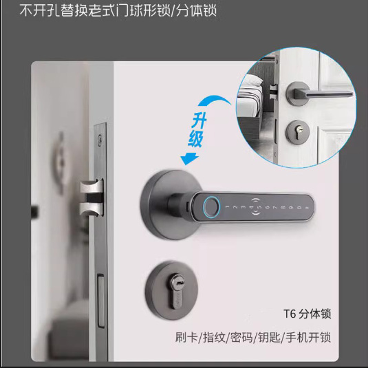 Puerta de dormitorio sin huellas dactilares cerradura interior hogar puerta de madera cerradura inteligente Oficina contraseña cerradura fábrica al por mayor cerradura