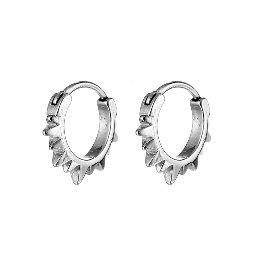 1 Piece Punk Geometric Titanium Steel Plating Men's Hoop Earrings display picture 4