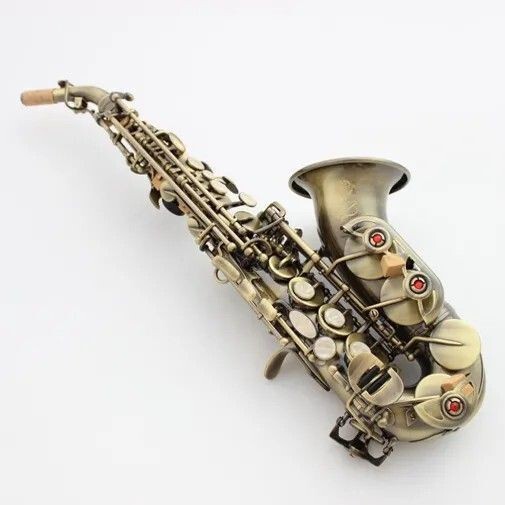 Cross-Border Supply Children's Small Curved Tube Saxophone High B-Flat Tone Antique-Style Musical Instrument Saxophone Brass Instrument
