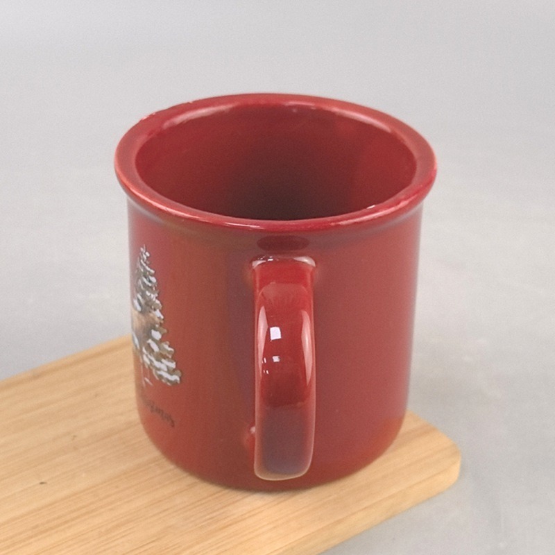 Regalos de Navidad de cerámica roja esmalte nicho taza de café resistente a altas temperaturas taza de bebida taza de cerámica flip