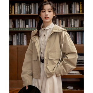 2024 Autumn and Winter Japanese Department College Style Loose Casual Work Coat Women's Hooded Little Man Coat Coat