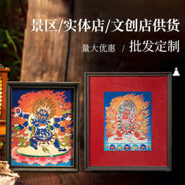 唐卡雕金藏式木质壁画绿度母民族风客厅办公室装饰画办公室摆件