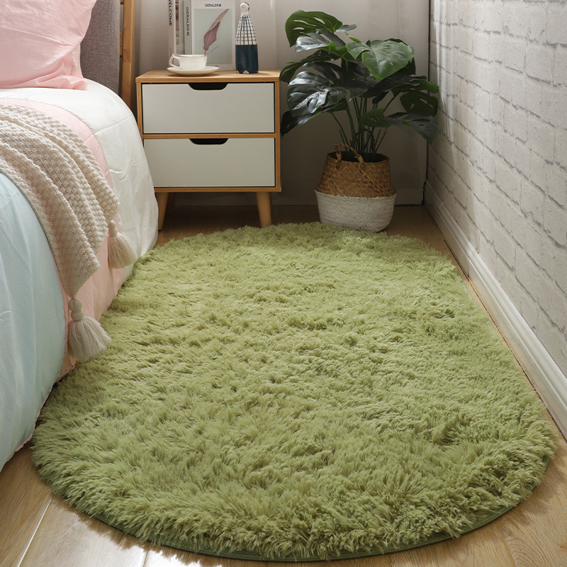 Luz de lujo dormitorio mantas de cama sala de estar oval simple estera de suelo vello largo teñido antideslizante balcón estera de ventana flotante paquete suave image 8