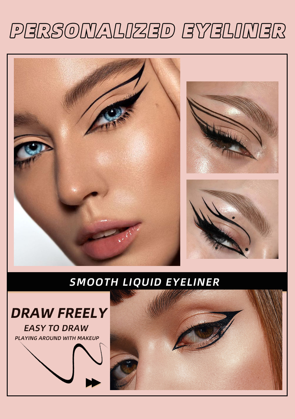 QIBEST eyeliner liquid pen is waterproof, sweat-proof, does not smudge, does not smudge makeup, and is a dark eyeliner pen that dries quickly for beginners undefined