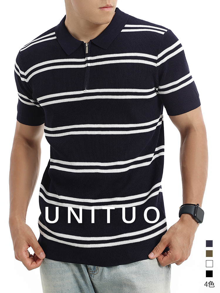 Europa y los Estados Unidos transfronterizos hielo rayas polo camiseta hombre de negocios ocio pozo textura de manga corta jersey polo camiseta superior
