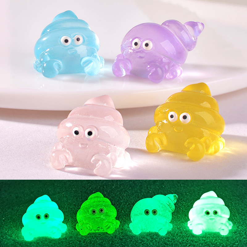 新款夜光摆件海洋生物树脂小螃蟹 可爱寄居蟹水族馆鱼缸装饰摆件