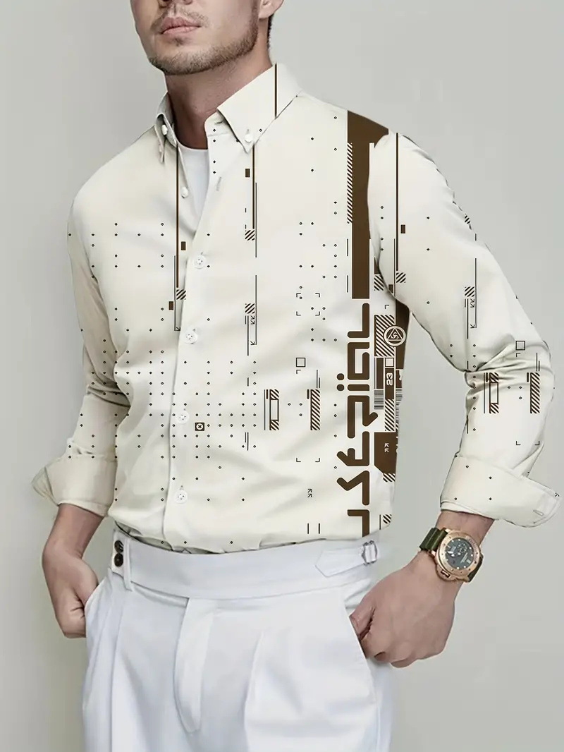 Productos europeos American Cross-border 2025 nueva tendencia de la moda casual todo fósforo cool guapo camisa de manga larga MB12