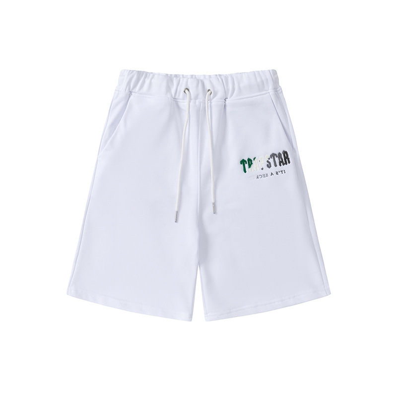 American Trapstar Letras Blanco Azul Toallas bordadas Casual Shorts Hombre y Mujer Deportivo Pantalones Marca image 7